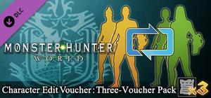 Monster Hunter: World - Character Edit Voucher: Three-Voucher Pack banner