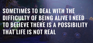 Sometimes to Deal with the Difficulty of Being Alive, I Need to Believe There Is a Possibility That Life Is Not Real. banner