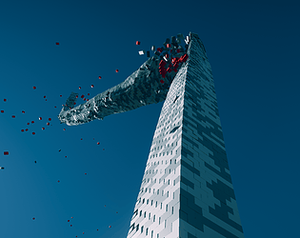 Throw Cubes into Brick Towers To Collapse Them banner