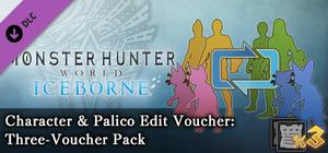Monster Hunter: World - Character & Palico Edit Voucher: Three-Voucher Pack banner