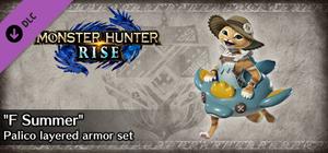 Monster Hunter Rise - "F Summer" Palico layered armor set banner