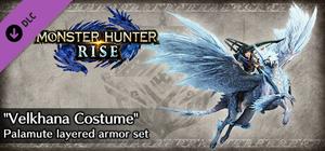 Monster Hunter Rise - "Velkhana Costume" Palamute layered armor set banner