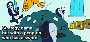 Strategy game but with a penguin who has a sword banner