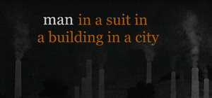 Man in a suit in a building in a city banner