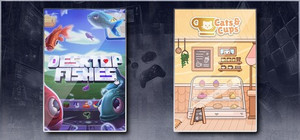 Desktop Fishes & Cats & Cups banner
