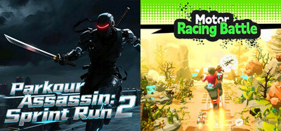 🔪2️⃣Parkour Assassin: Sprint Run 2 x 🏍️Motor Racing Battle