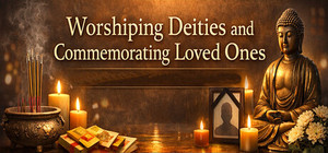 Worshiping deities and commemorating loved ones banner