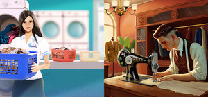 Tailor Simulator & Laundry Store Simulator Bundle banner