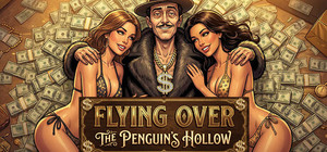 Flying over the penguin's hollow banner