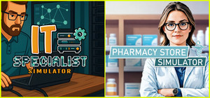 Pharmacy Store Simulator x IT Specialist Simulator banner