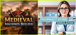 Pharmacy Store Simulator x Medieval Machines Builder banner