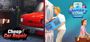 Cheap Car Repair x Laundry Store Simulator banner
