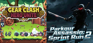 ⚙️Gear Clash: Hero Unite x 🔪2️⃣Parkour Assassin: Sprint Run 2 banner