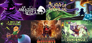 Roguevania Set: An Amazing Wizard x Aura of Worlds X Ants Took My Eyeball x Chasm x Dunjungle x Katanaut banner