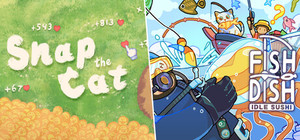 Snap the Cat + Fish to Dish: Idle Sushi banner