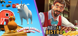 Climber Animals Together & Parisian Bistro Simulator banner